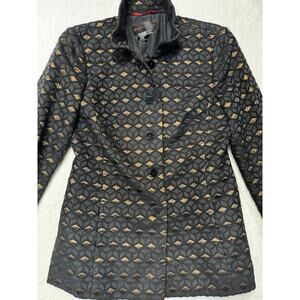 Nina McLemore Silk Lined Gold & Black Blazer Sophisticated Lux Jacket Size 2